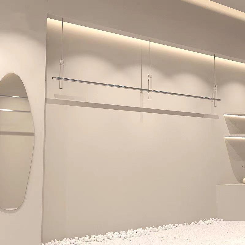 服装店展示架亚克力不锈钢吊顶挂衣架钢丝挂衣杆橱窗吊架陈列道具