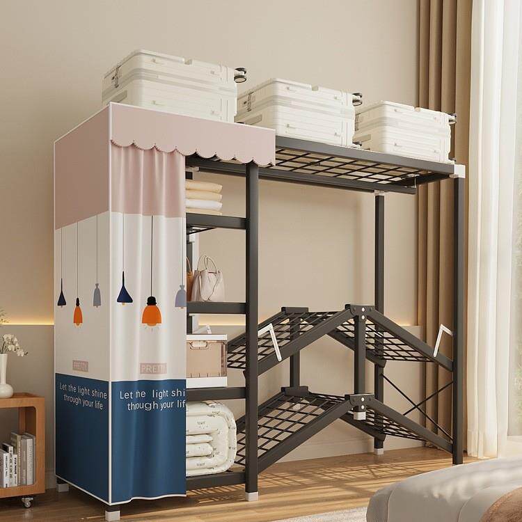 衣柜卧室家用出租房用简易组装结实耐用布衣柜免安装可折叠全钢架