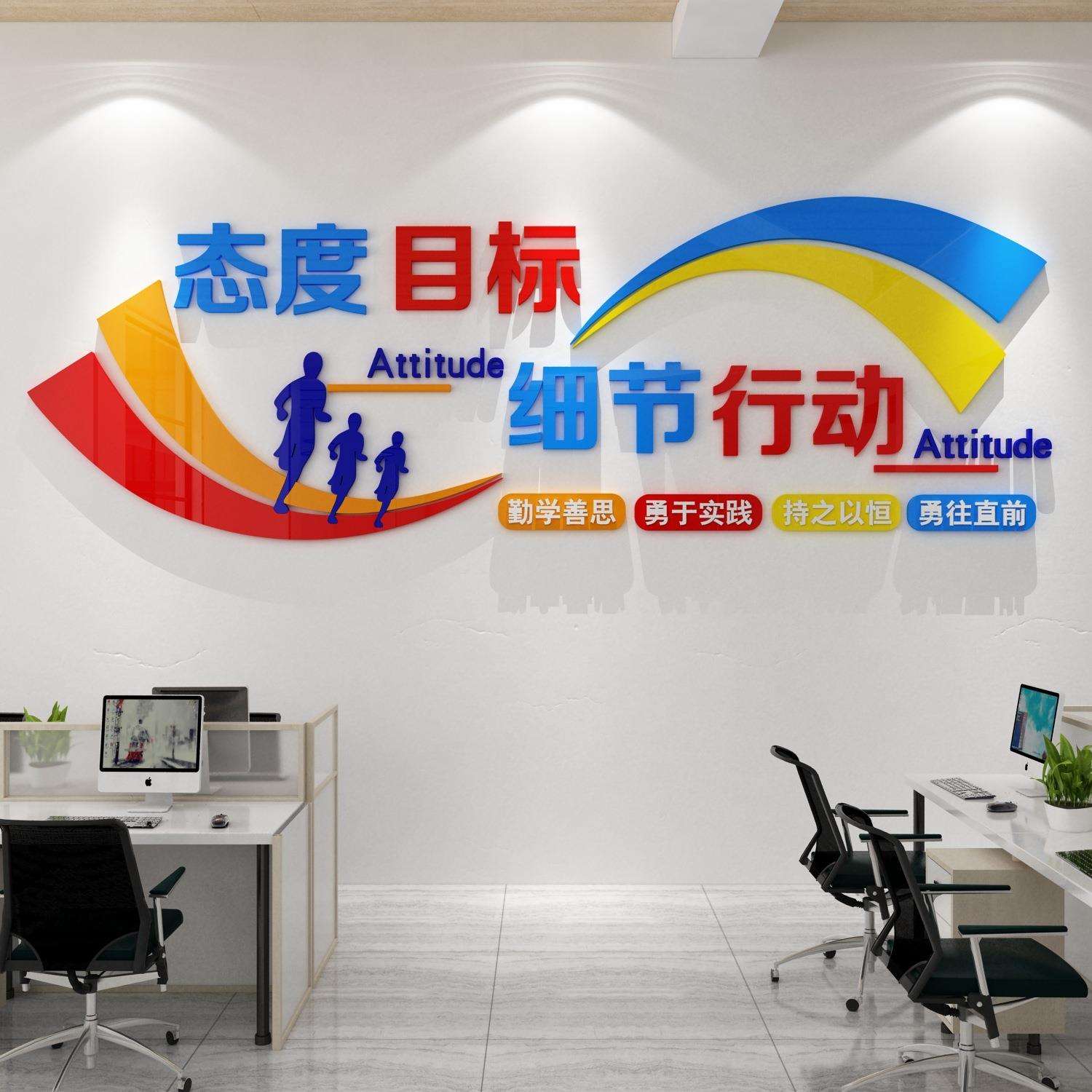 办公室墙面装饰企业文化公司团队员工激励志标语贴纸会议背景布置