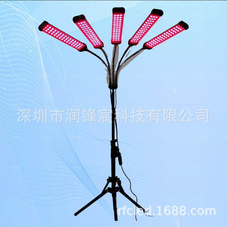 新品七彩色理疗灯三脚支架5头红光近红外光疗灯红蓝绿紫黄白光多