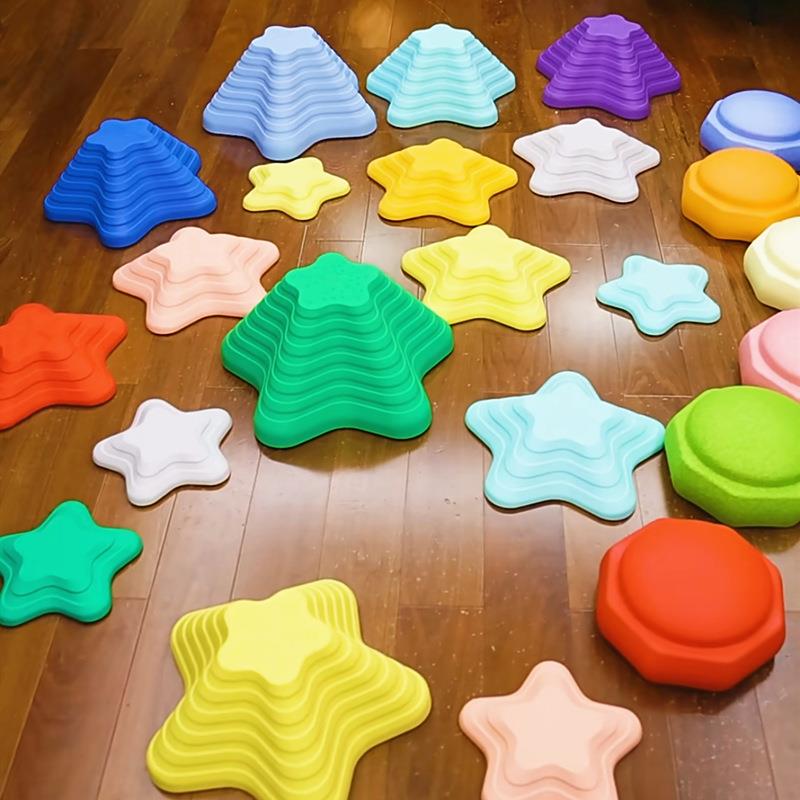 彩虹过河石感统训练器材儿童家用感统教具幼儿园平衡木独木桥玩具