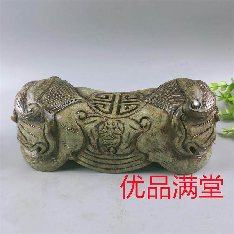 古玩杂项仿古做旧工艺品仿明清古董高古玉做旧老物件旧货虎头枕头