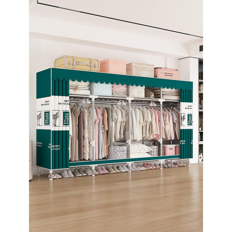 简易布衣柜家用卧室组装衣柜出租房钢管加粗衣橱一件