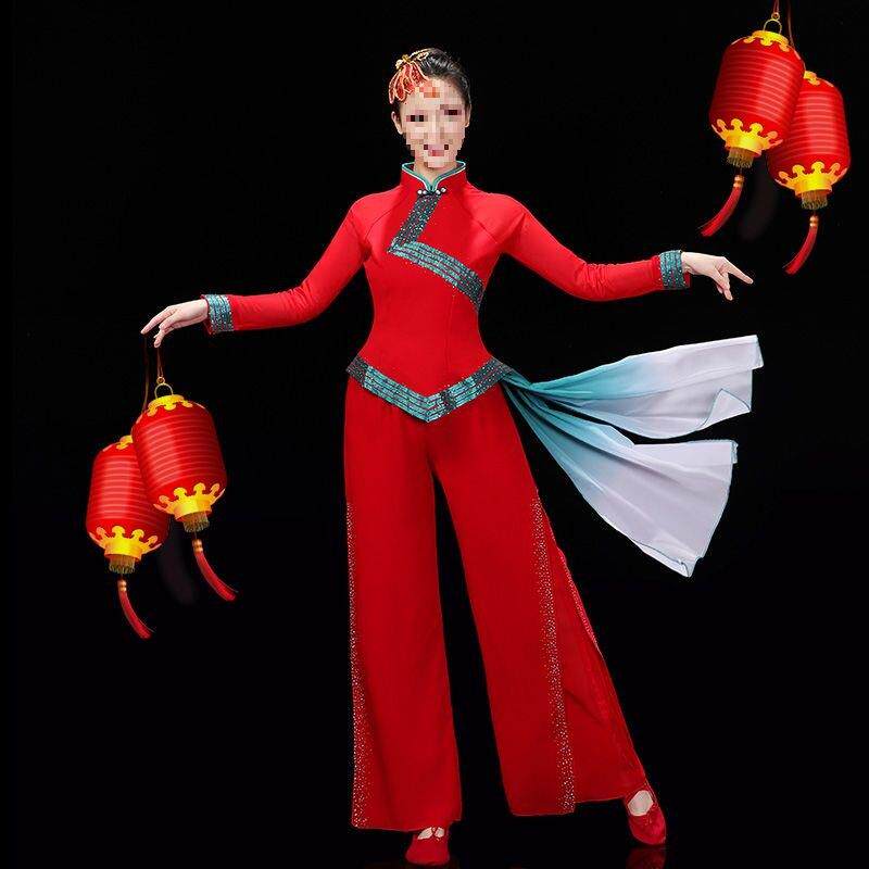 T5J胶州秧歌舞蹈服演出服女新款中国风打鼓服喜庆中老年扇子表演
