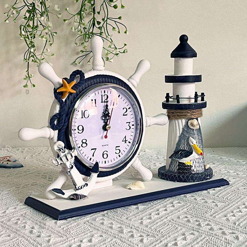 地中海钟表静音家用台式座钟创意时钟摆台摆放式桌面摆件客厅卧室