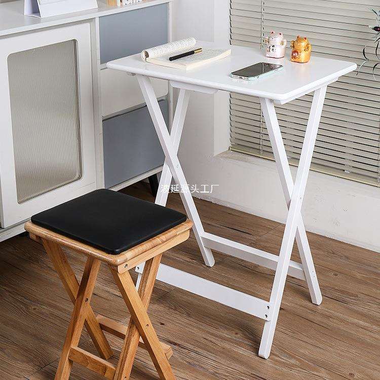 实木简易折叠桌小户型便携餐桌家用长方形学习写字书桌阳台收纳