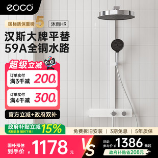 eoco卫浴淋浴花洒套装 铬白智控淋雨全铜家用沐浴浴室枪灰色花洒H9
