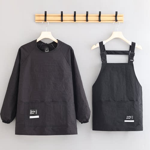 男女同款长袖厨房罩衣防泼水围裙