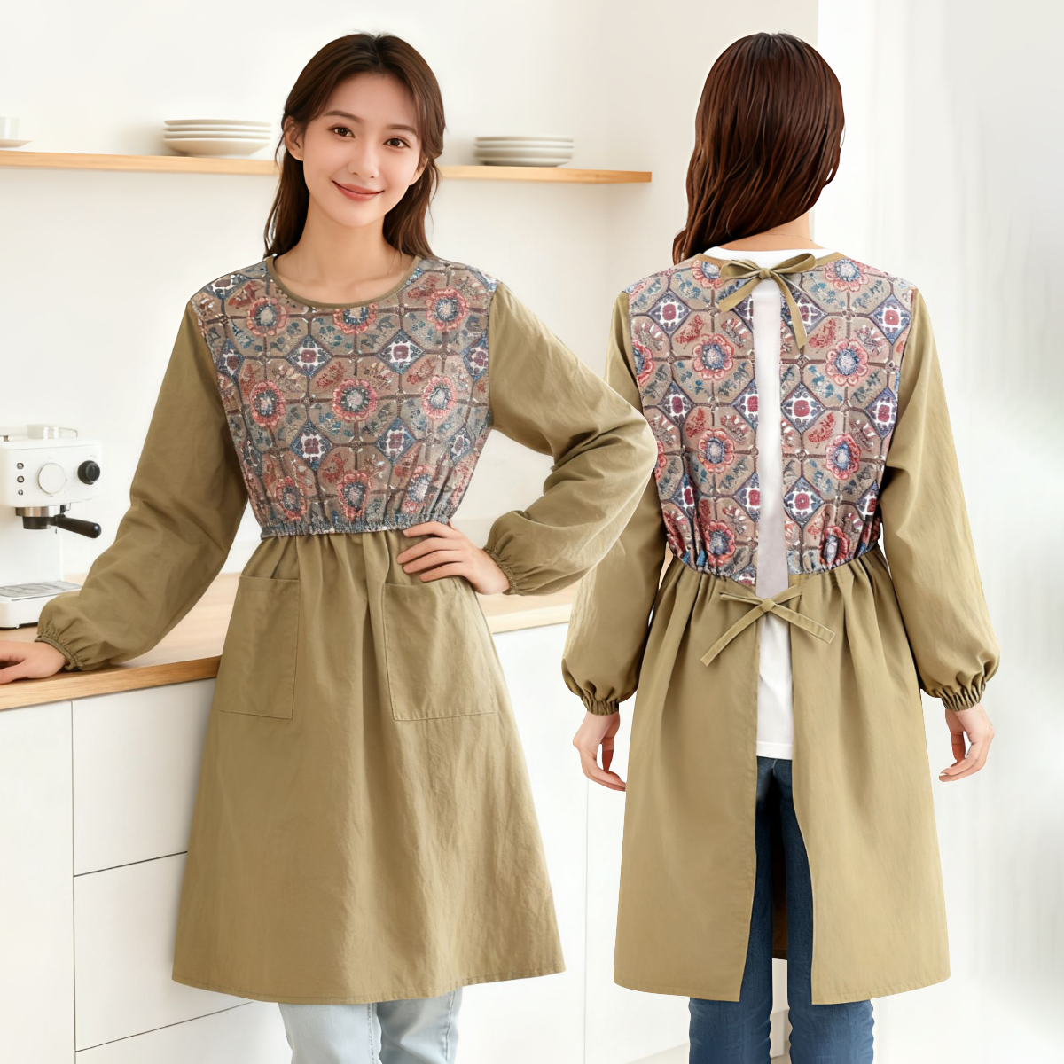 长袖防水防油工作服家用做饭罩衣