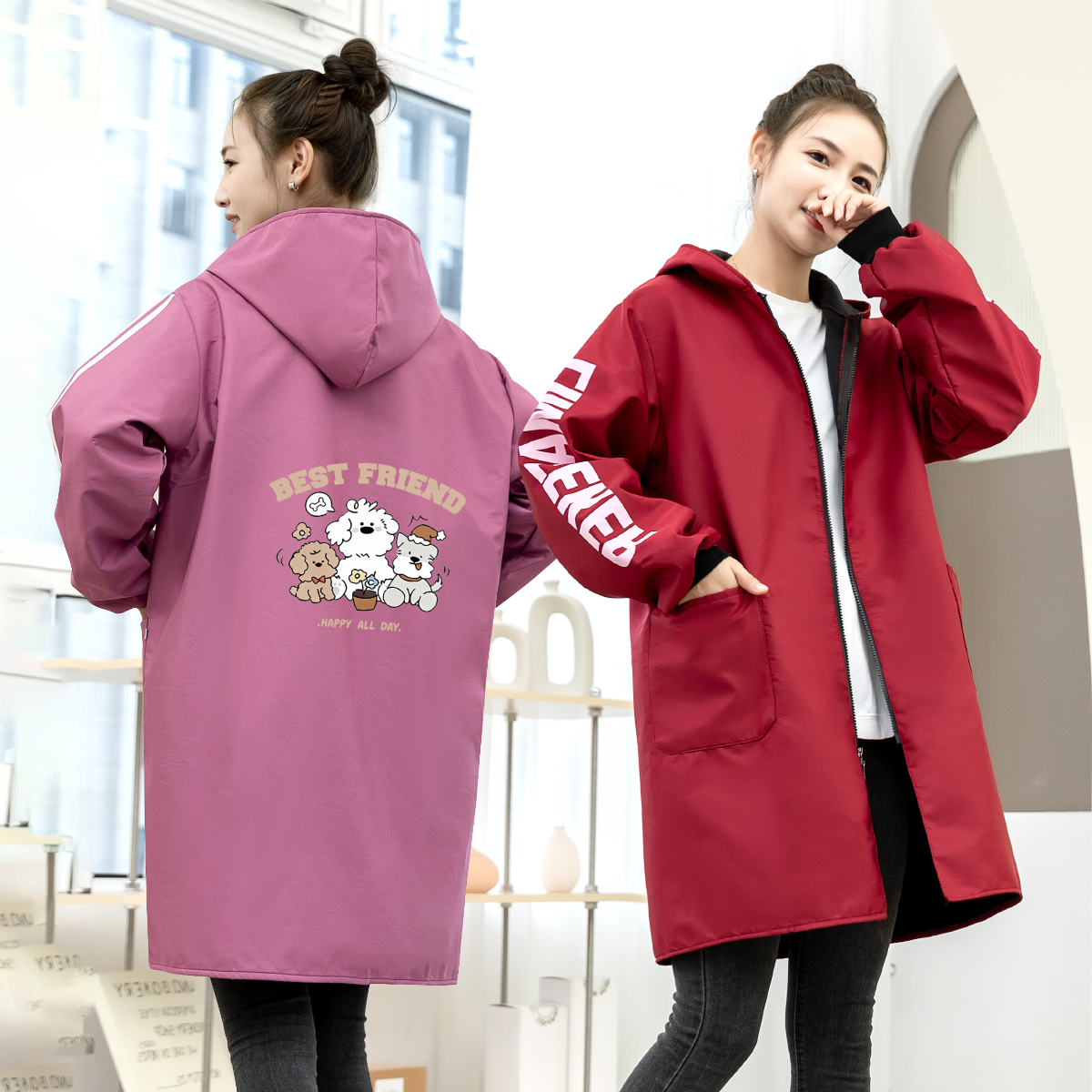 成人连帽加绒罩衣工作服防泼水