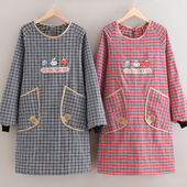 家用厨房棉布家居好物围裙干活做饭耐磨长袖 罩衣工作服透气围腰