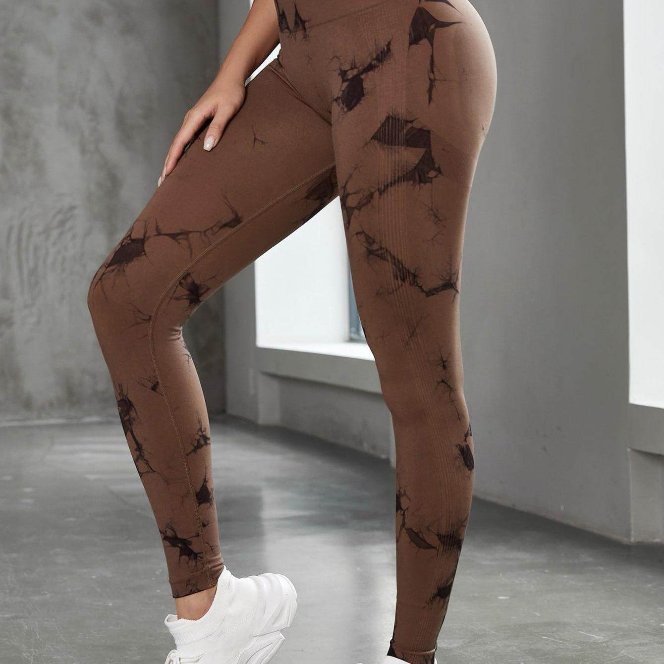 Printed high waisted compression yoga pants 高腰印花瑜伽裤女