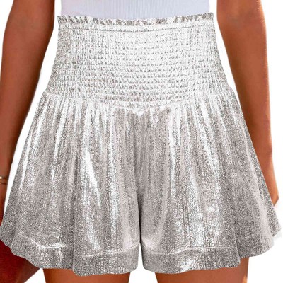 slightly elastic high waisted shorts 出色微弹松紧高腰短裤女