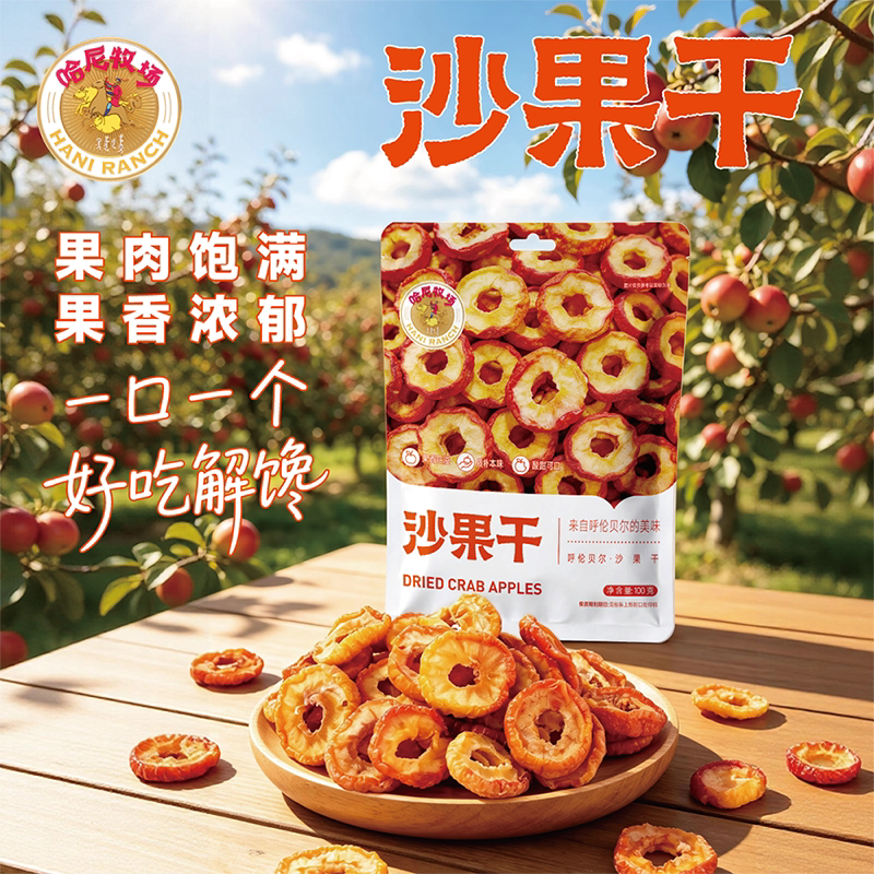 哈尼牧场内蒙古特产沙果干100g无核蜜饯果干休闲零食酸甜水果干