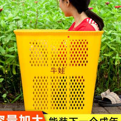 仿竹编塑料背篓黄色镂空背篓家用户外胶背篓结实耐用舞蹈道具背篼