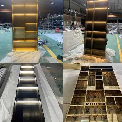 不锈钢柜子壁龛定制拉丝黑钛金电视柜304金属嵌入式轻奢装饰 展柜