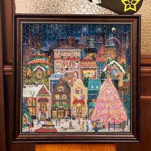 galison拼图初雪之夜500片成人版治愈系圣诞节冬灯带金箔女生礼物