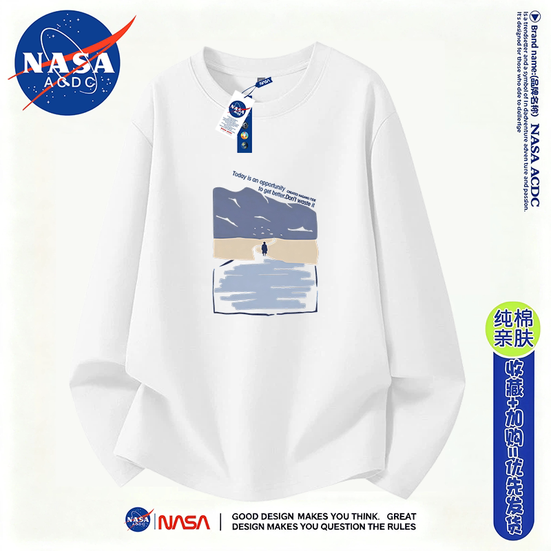 NASA联名100%棉春秋美式男士T恤