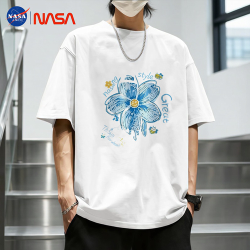 NASA纯棉美式涂鸦宽松短袖T恤