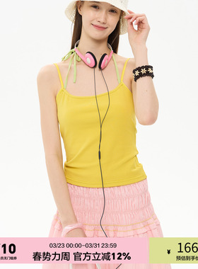 「heris」活力假日彩色肩带挂脖 可拆袖胸垫吊带背心显瘦两色