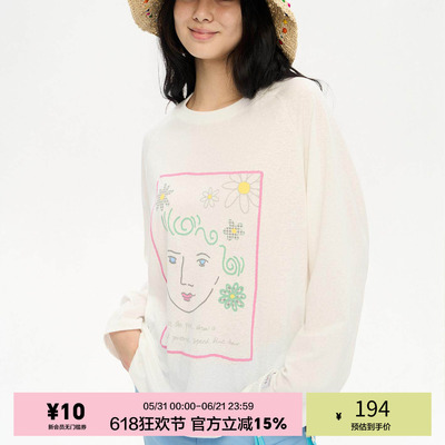「heris」画像图案薄透长袖T