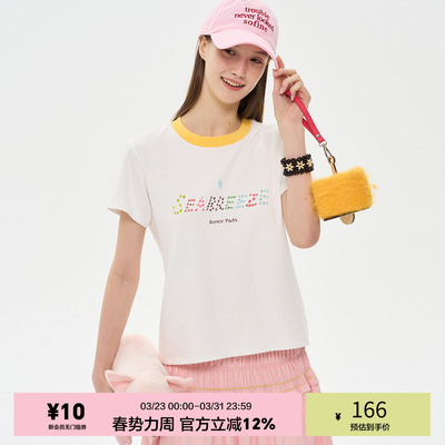 「heris」彩色波点字母短袖t