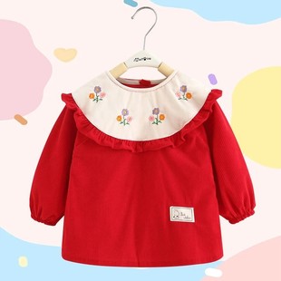 农村过年回老家套羽绒服棉袄穿的红色衣服罩衣女童小朋友儿童女宝