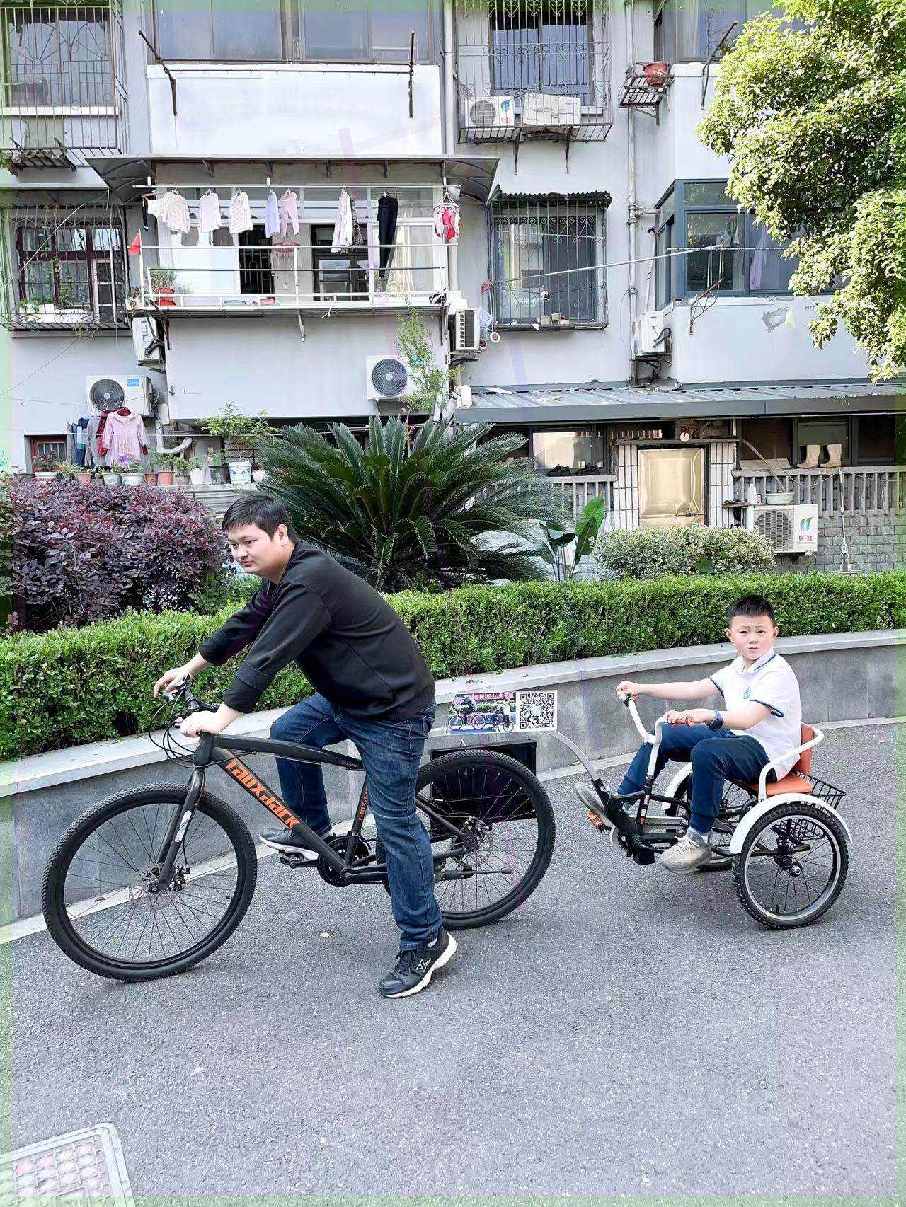 山地车拖挂儿童车亲子自行车共骑同骑母子车接送孩子遛娃溜娃拖车