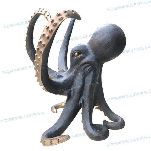 铸铜章鱼雕塑八爪鱼喷墨鱼海洋生物室外公园海洋馆动物园景观雕塑