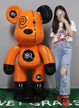 网红暴力熊大摆件店铺门口酒吧客厅装饰潮玩公仔落地玻璃钢雕塑