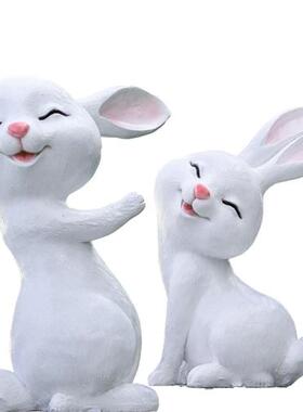玻璃钢卡通兔子雕塑户外花园商场楼盘校园景观装饰品兔子摆件