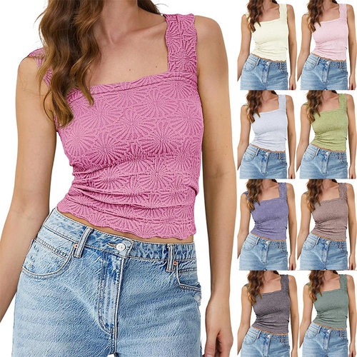 Leisure tight round collar sleeveless vest  紧身方领无袖背心