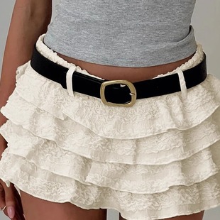 cake Solid crepe layered skirt纯色多层褶皱低腰蛋糕裙女 multi