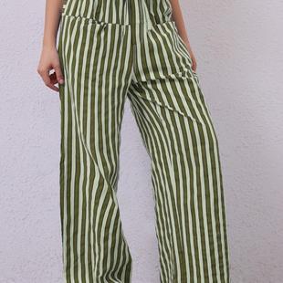 waist low wide leg Loose pants休闲宽松条纹低腰阔腿裤 striped