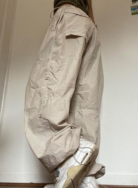 Vintage high waist loose overalls woman 复古高腰宽松工装裤女