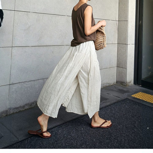 夏季慵懒风宽松阔腿休闲裤女