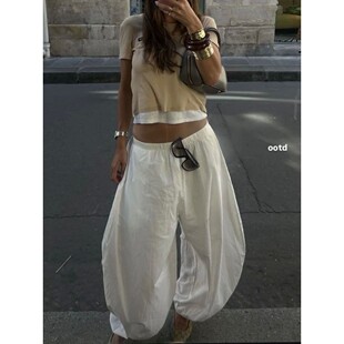 waisted High loose wide pants 高腰蓬蓬纯色宽松阔腿裤 leg 长裤