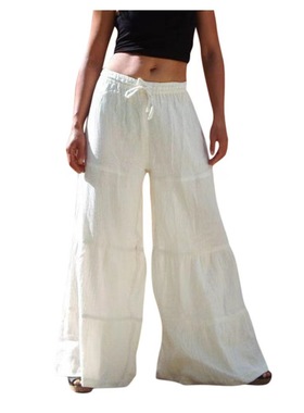 pleated patchwork wide leg trousers 纯色抽绳褶皱拼接阔腿长裤