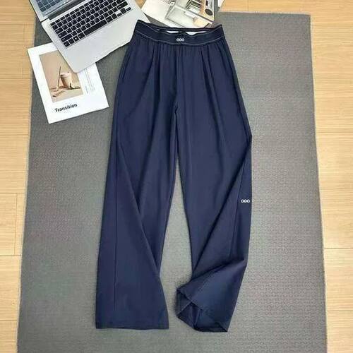 纯色高腰休闲直筒裤女免烫微弹