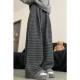 gray 子裤 wide checkered Black 黑灰撞色阔腿慵懒风格 leg pants
