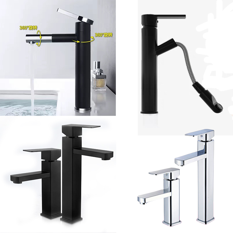 单孔安装四方龙头304不锈钢内芯