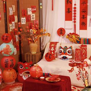 2026马年环创幼儿园新年国风灯笼商场店铺春节新中式氛围布景装饰