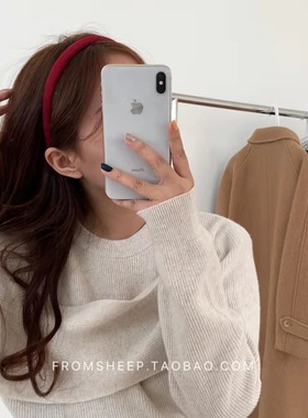 韩式红色细款发箍女高颅顶复古百搭压发头箍春秋ins发卡发饰ou10