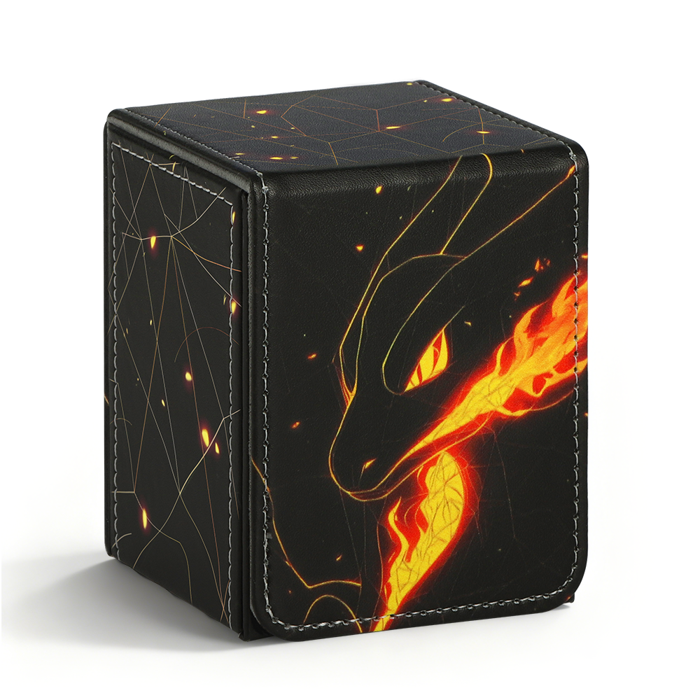 宝可梦卡盒ptcg卡牌PU收藏盒100+喷火龙卡片万智牌桌游卡牌收纳盒