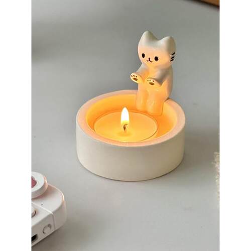 Cartoon Kitten Candle Holder卡通小猫蜡烛架情人节小猫取暖装饰