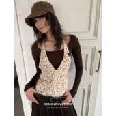 现货 DKZ 莱赛尔羊毛混纺波点假两件针织衫 女修身 挂脖长袖