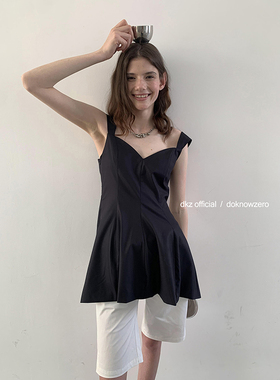 DKZ 黑色v领吊带背心女夏季新款收腰显瘦无袖上衣