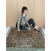 t恤女新款 DKZ 莱赛尔混纺亨利领长袖 宽松复古撞色条纹上衣