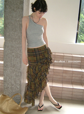 DKZ 天丝扭结挂脖背心女夏季新款修身简约无袖上衣