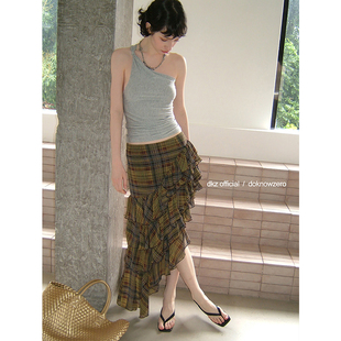 简约无袖 DKZ 修身 新款 上衣 天丝扭结挂脖背心女夏季